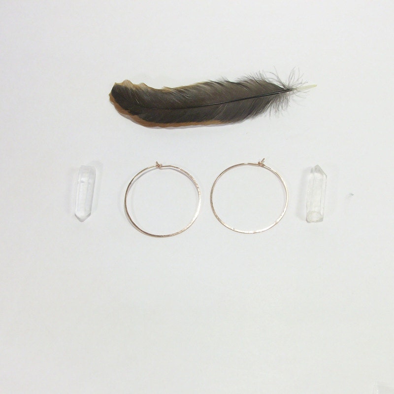 Rose Gold Hammered Hoops - Medium