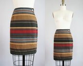 vintage STRIPED colored denim southwestern high waisted mini skirt S M