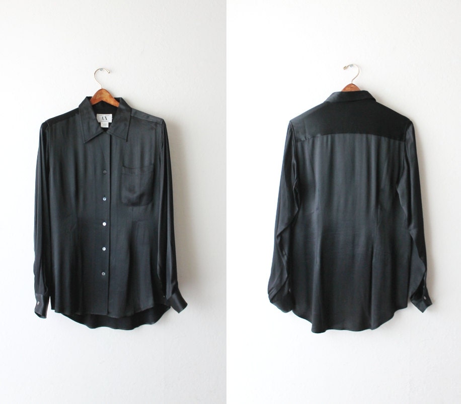 SALE - 1990's AX Armani Exchange Black Metallic Shirt