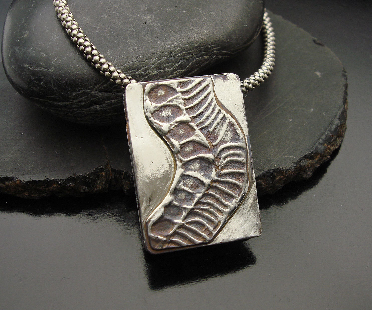 Reversible Sterling Silver Box Pendant - Unisex