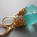 Qargha Seafoam Chalcedony Teardrop Earrings Gold RARE