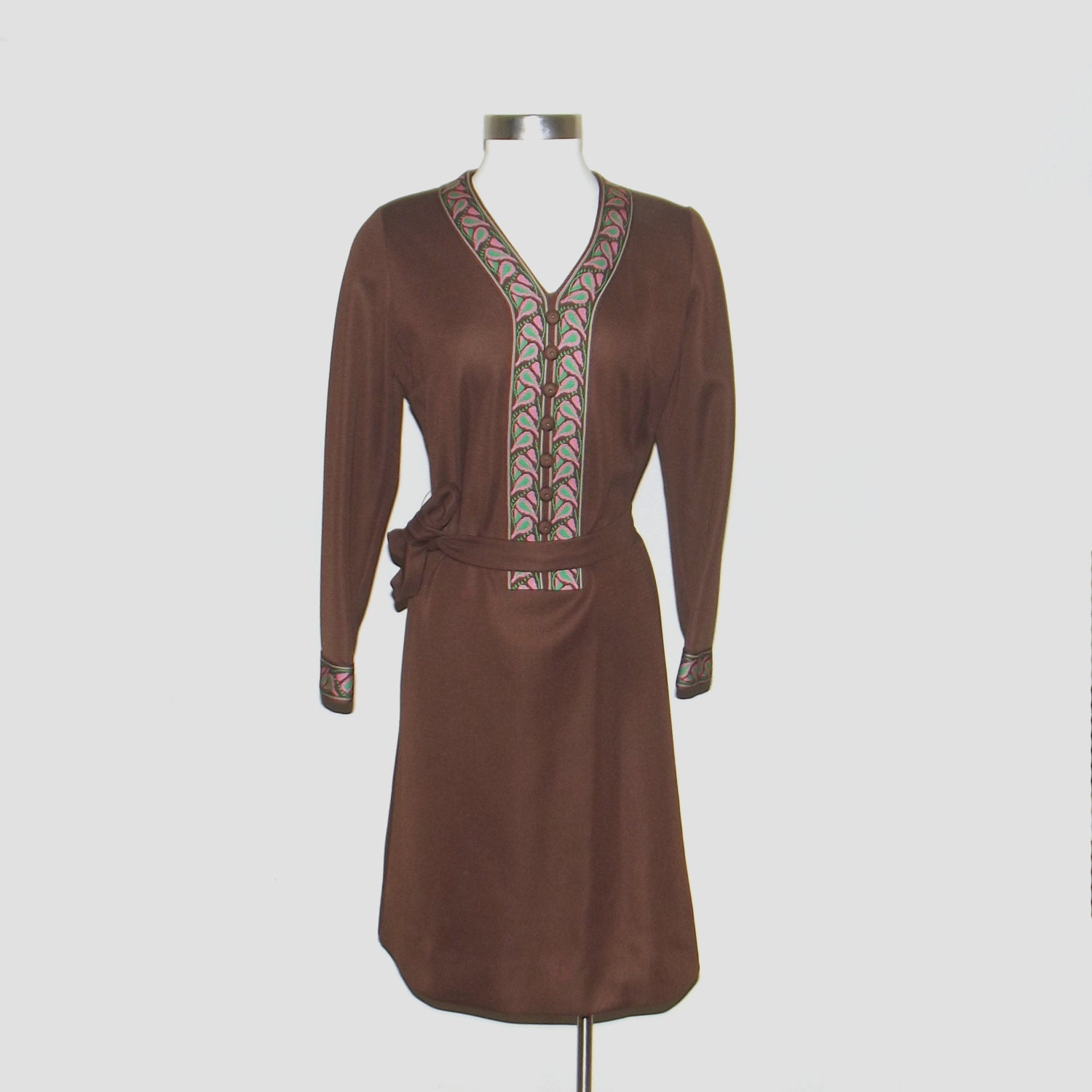 1960s shift dress / 60s dress / large l / Ivy Chocolate Brown Shift Dress