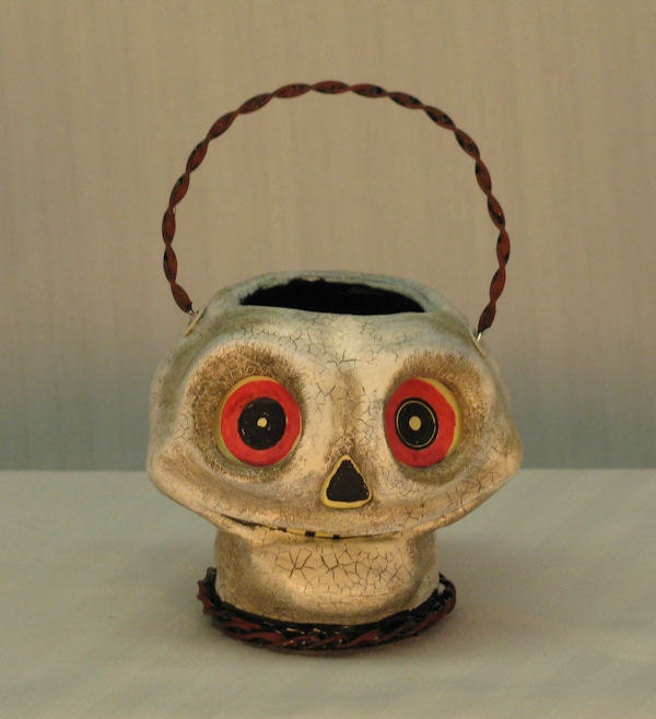 Handmade OOAK Halloween Skeleton Skull Mini Candy Cup Lantern