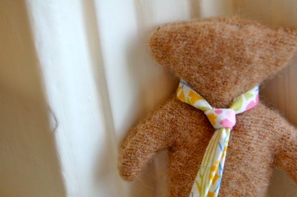 Herbert: Lavender Sachet Bear in Vintage Wool and Liberty of London