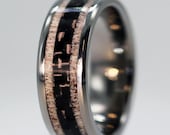 Unique Carbon Fiber ring inlaid between Deer Antler - Engraving Available