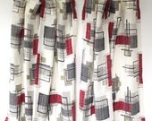 Vintage 1950s curtains. Two 50s barkcloth curtain panels. Atomic retro decor. Midcentury Modern. Eames era / the KITCHEN COCKTAIL panels