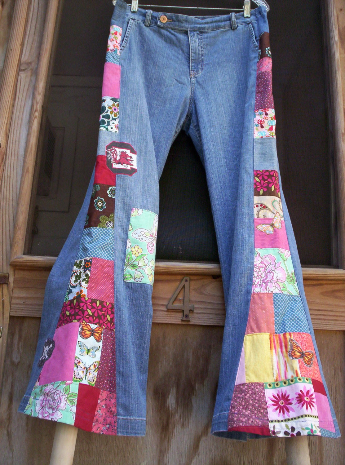 CUSTOM BELL BOTTOMS You Send Yours Hippie Patchwork JeAnS Pants Festival Funky