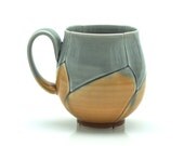 Grey and Amber Twisted Lotus Coffee Mug or Tea Cup 12 Ounce
