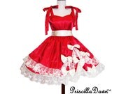 Custom Valentine Heart dress in Your size Sweet Dress Any Color or color of Bow Swing skirt wedding Prom Special occasion