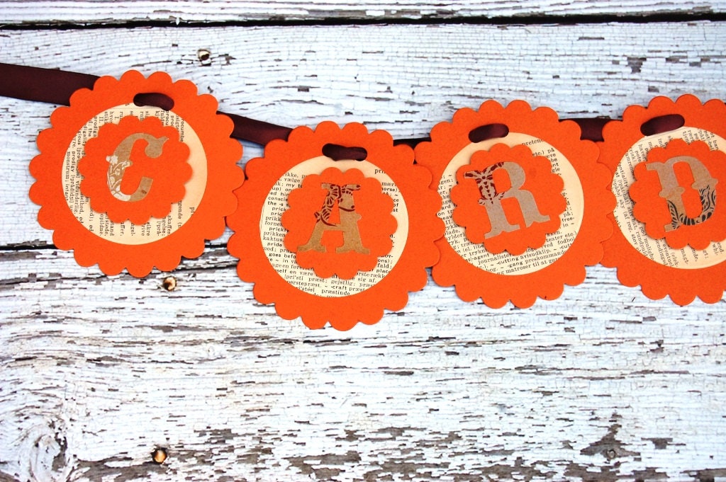 Burnt Orange Vintage Vogue CARDS Party Banner Photo Prop
