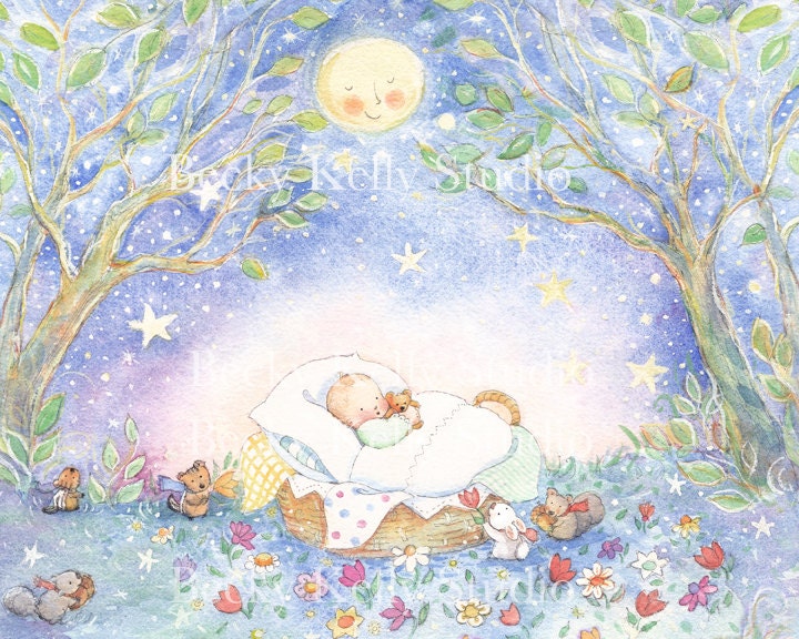 My Little One, Baby room print, art, 8 X 10, watercolor, for Nursery, Boy, Girls room art
