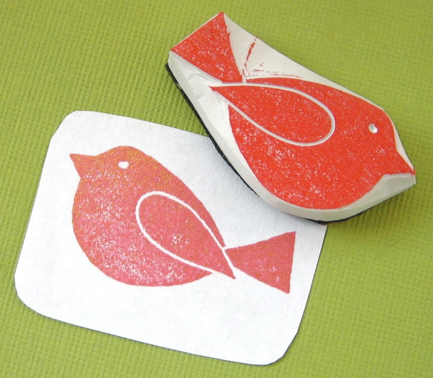 Bird Rubber Stamp Hand Carved Animal