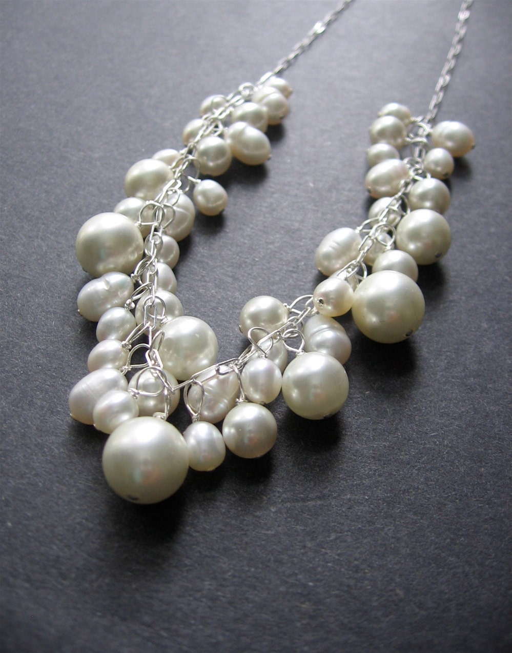 Pearl Statement Necklace. Bridal Jewelry - Blizzard