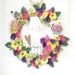 Pansy Wreath- Purple, dark  pink and yellow Pansy Flowers - Bright and colorful  - Gardening Wreath