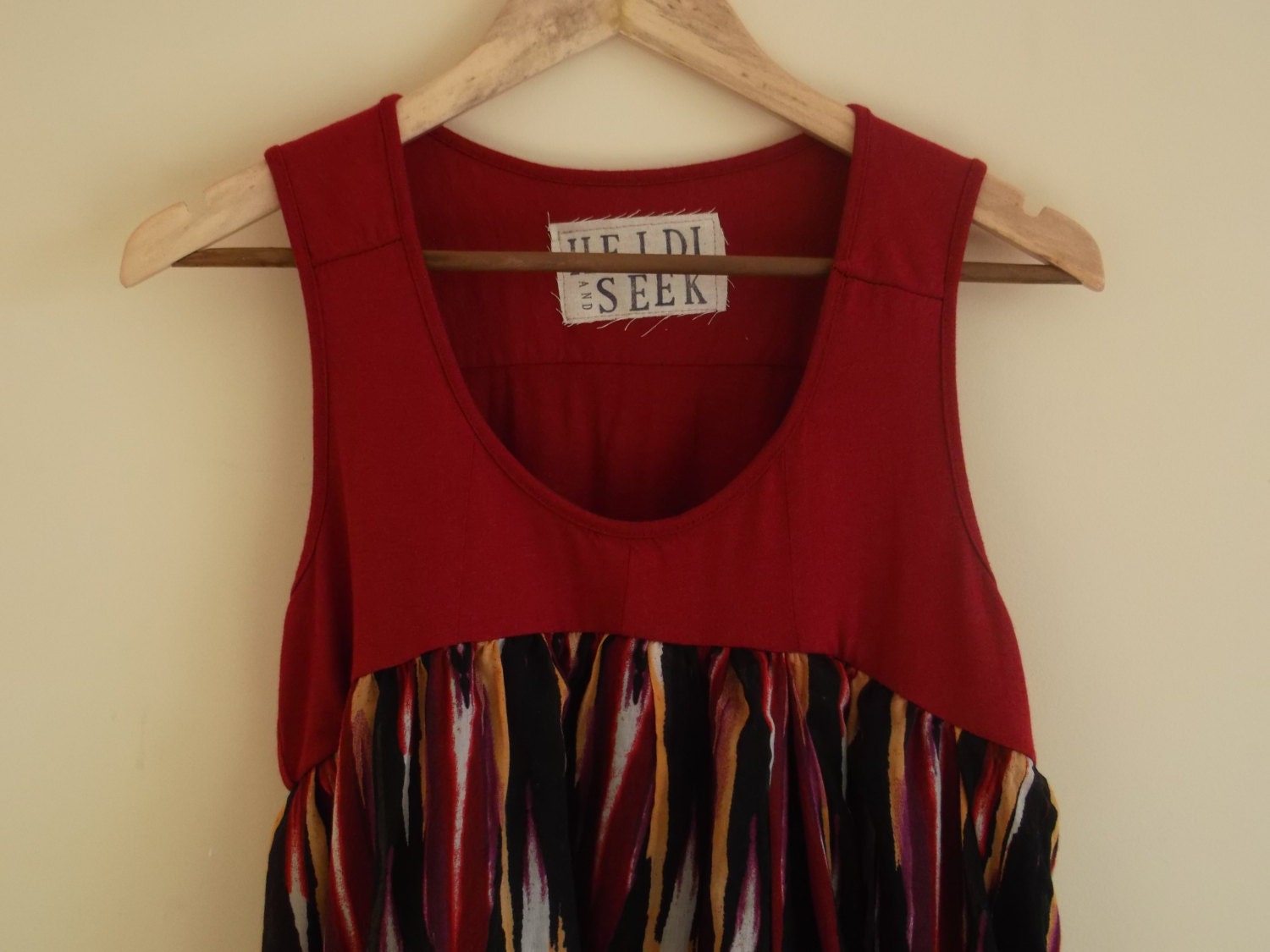 S recycled dress for women in red black and purple - small