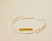 Triple wrap white rope bracelet with gold magnetic clasp