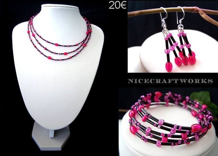 SALE - Magenta Black Jewelry Set