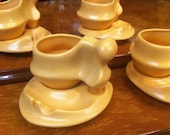 Vintage Ashtray Demitasse Coffee Cafe Set Ergonomic Retro Pottery Saucer is a Cigarette Holder