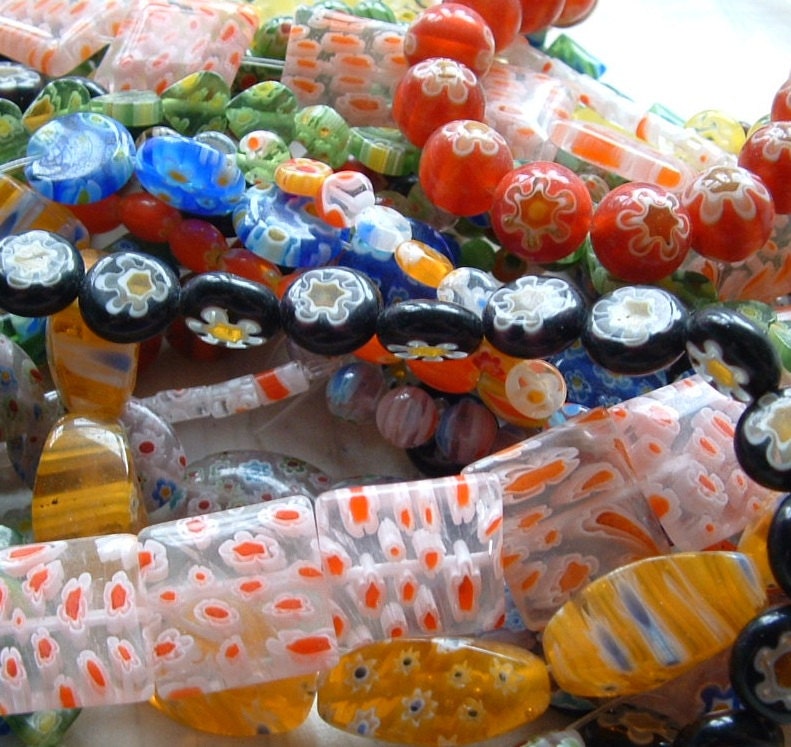 SUPER BEAD KIT Italian Glass Millefiori Beads Carrying Case Jewelry Making Bead Kit - Great for Advanced or Beginner
