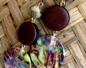 Color Me Rainbows Shell & Wood Earrings - Wood Jewelry - Shell Jewelry - stoneandbone