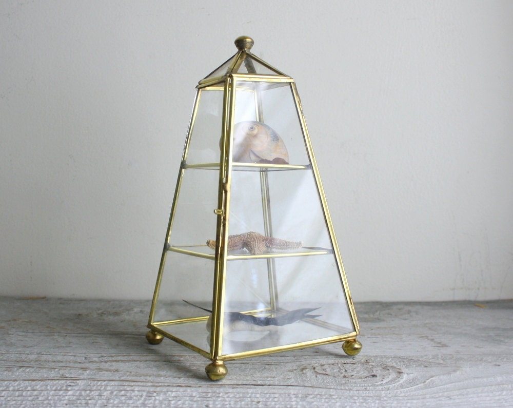 Vintage Pyramid Glass Display Case