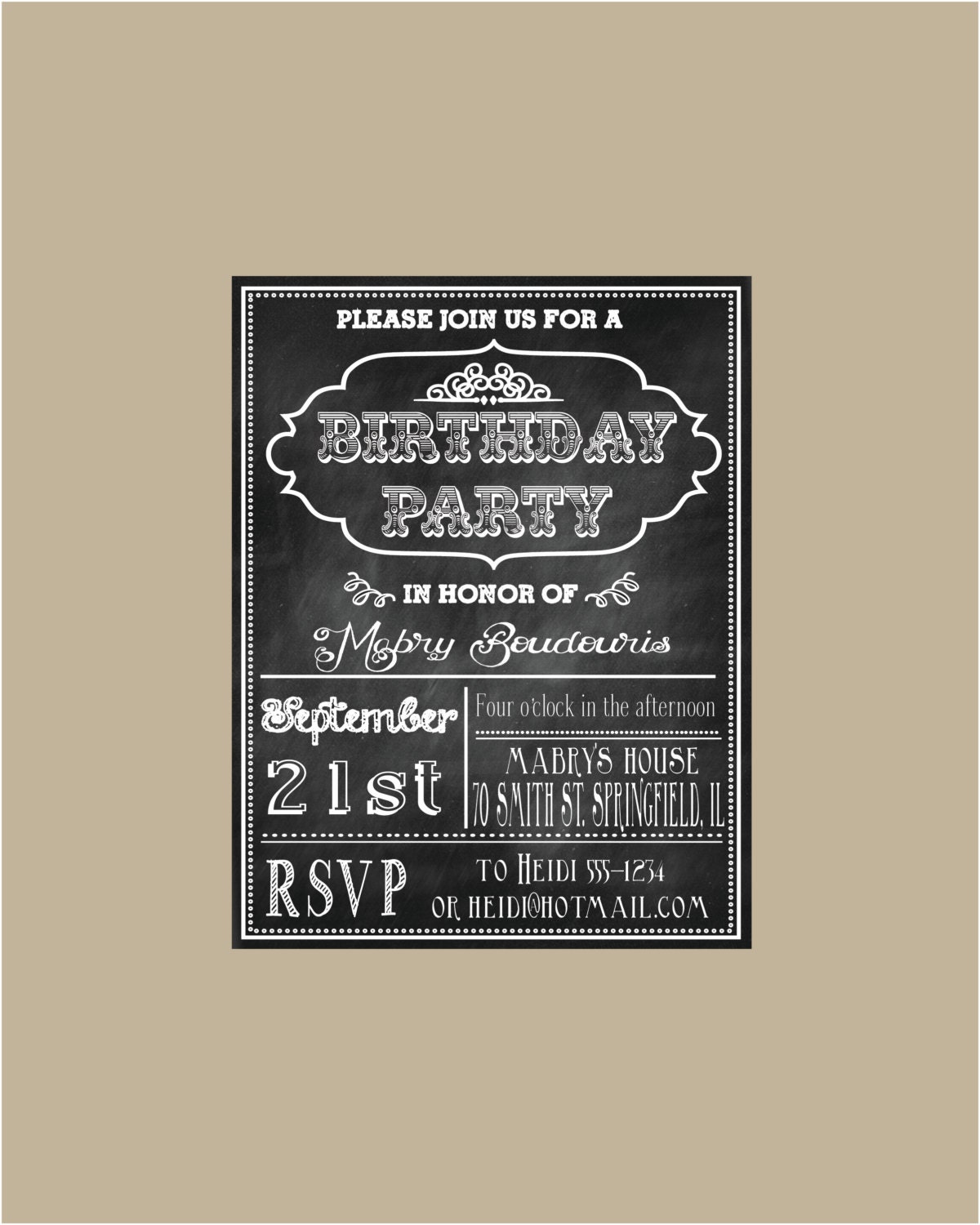 Chalkboard birthday invitation (set of 10) Il_570xn