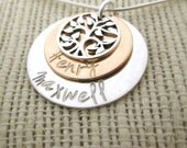 Family Necklace -  Family Tree - Gold Filled and Sterling Silver Mothers Necklace - Personalized Jewelry