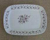 Vintage Antique Ironstone Plate Platter Dish Tray Flower Pansy White