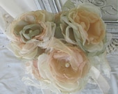Fabric Flowers with Stem for Vase  Wedding Decorations Custom Order any Color Set of 6
