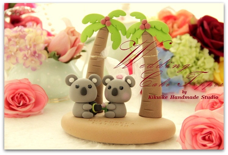 LOVE ANGELS Wedding Cake Topper-love Koala with Palm tree and hammock