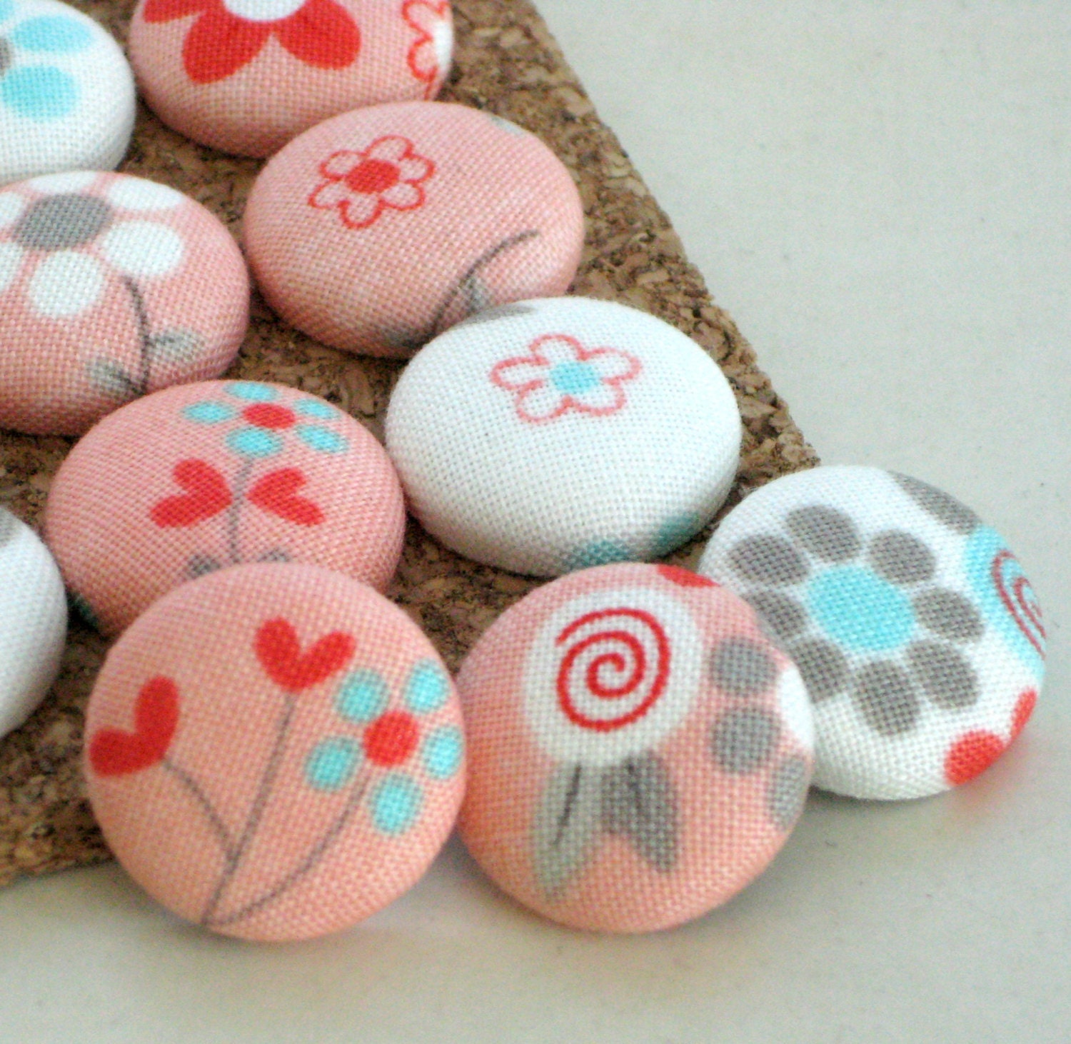 Hearts and Flowers. . .16 Fabric Push pins. Decorator Thumbtacks. Teacher Graduation Gift