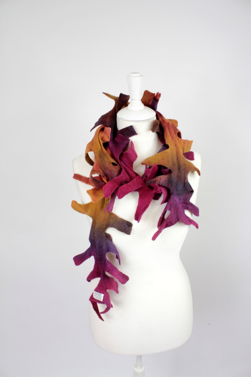 REDUCED felted wool shawls felting handmade gift felted scarf  boa seaweed antler