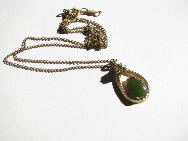 Jade Drop Necklace Goldfilled