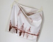 Cream Cotton Jersey Shibori Dyed Cowl in Brown