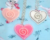 Dizzy Love Necklace - Large Hearts choose from, baby pink, hot pink and white