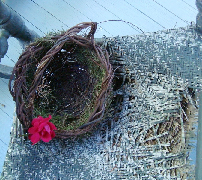 Rustic  Flower Girl Wicker Basket,  Ready To Ship,Roots, Ivy, Rosemary for Remembrance, Basket RR