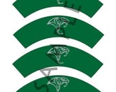 Slytherin/Harry Potter Inspire/Snake Green, Silver Theme Birthday Mini Cupcake Wrapper-House Witch, Wizard, Boy, Girl- Digital
