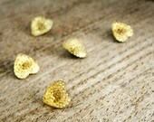 vintage Pale Yellow Molded Glass Heart Shaped Buttons- Set of 5