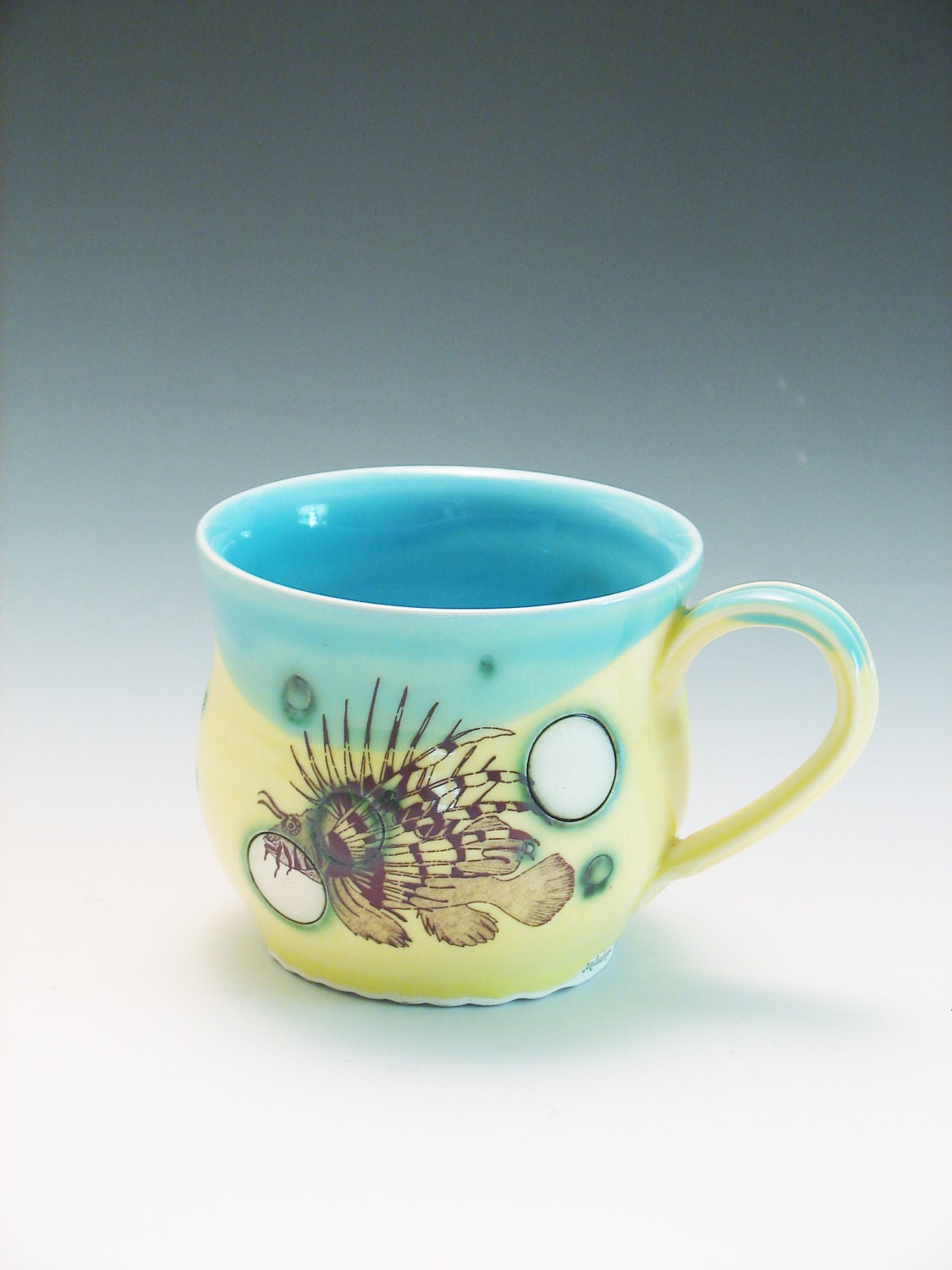 Lion Fish Bubble Mug, Pottery