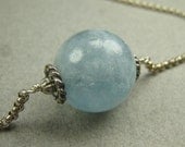 Aquamarine Orb Sterling Silver Necklace