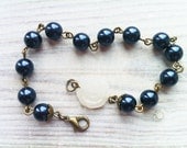 Marie Pearl Bracelet in Navy and Brass
