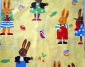 Children's fabric sampler four fabric samples 14x14    quantity 4 rabbit bears helicopters