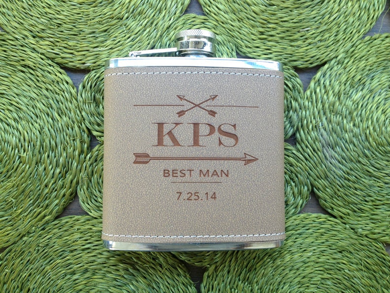 Single Laser Etched Flask, ARROW Design: Customizable gift