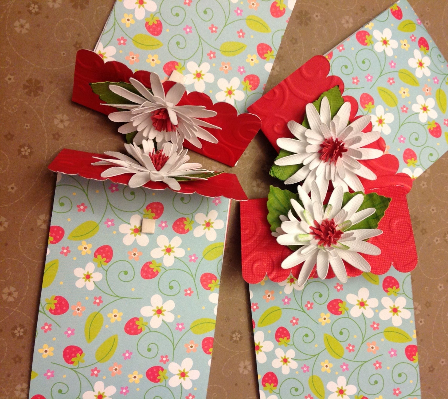 Strawberry & Daisy Gift Card/biz Card holders, set of 4 Il_570xn