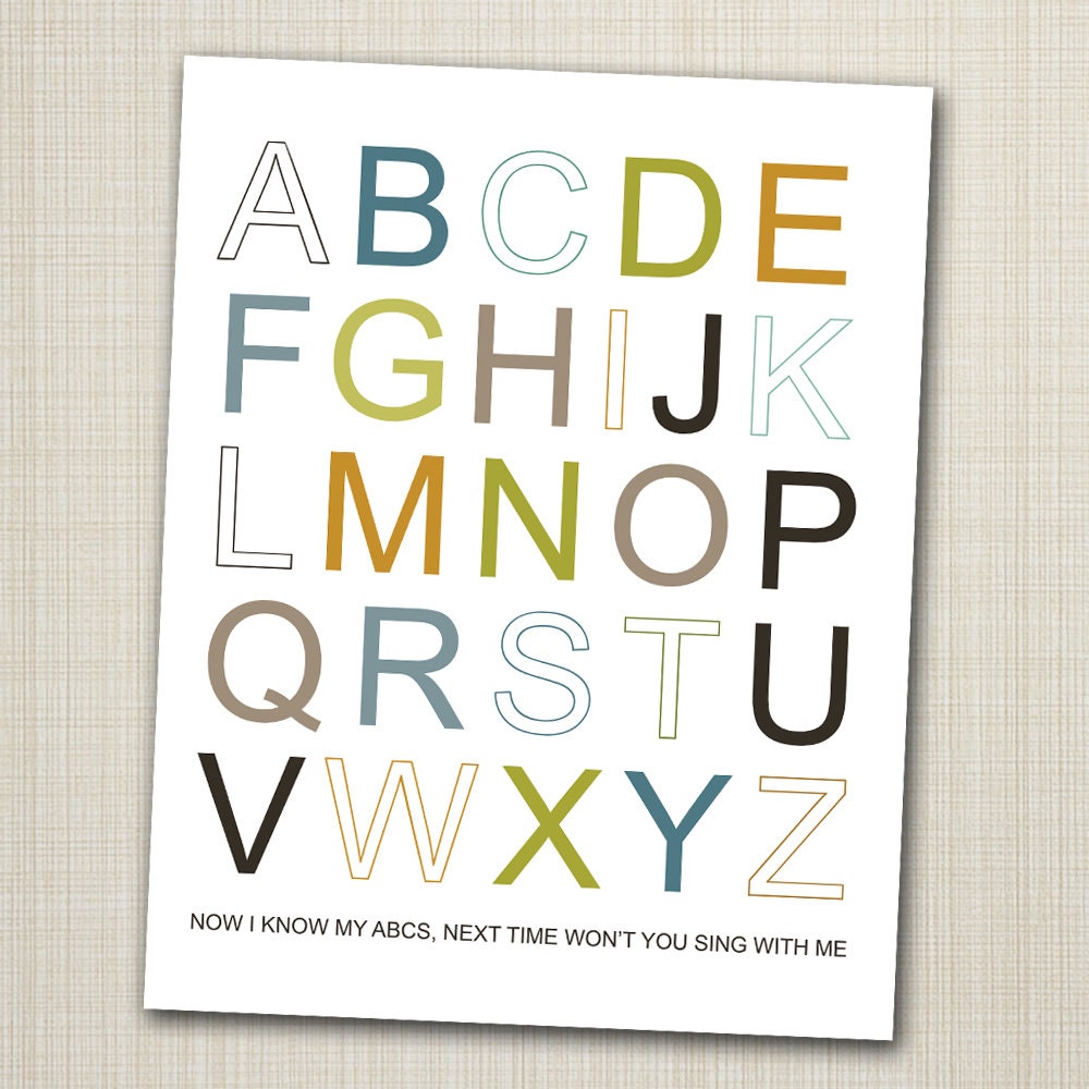 alphabet poster printable 11x14  abc art print
