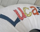 Monogrammed Nursing Pillow Cover in STORM, Personalized with Your Baby boy's First Name, Chenille and Minky, boppy (TM) not included