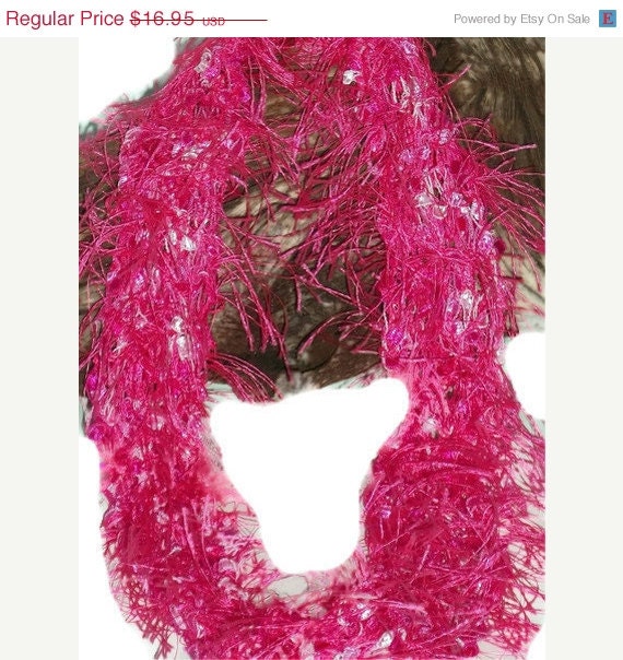 Hot Pink Hand Knit Yarn Necklace -  Fashion Accessory - Ready to Ship