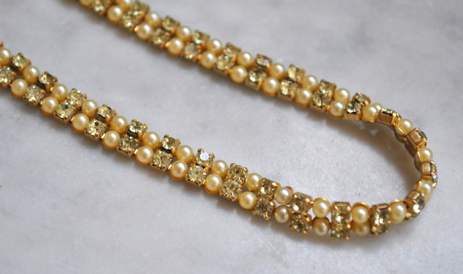 Kramer Pearl and Rhinestone Gold Choker