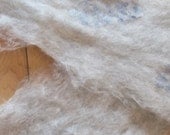 Nuno Felted Cobweb-Weight Scarf, White Llama with Vintage Fabric