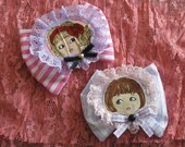 two bow fairy kawaii hair clips lace duel brooch pastel applique
